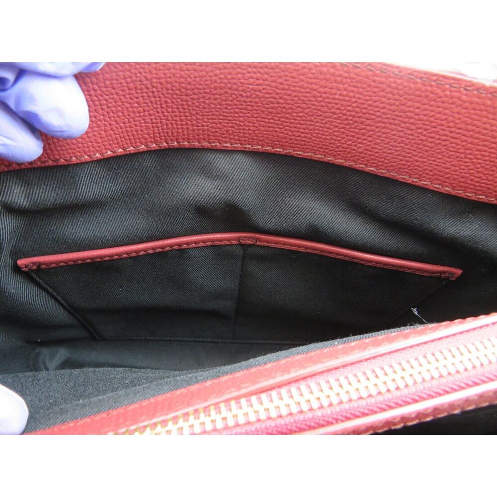 $1790 BURBERRY BANNER BURGUNDY LEATHER CHECK CANVAS SHOULDER MEDIUM TOTE BAG - Picture 8 of 15